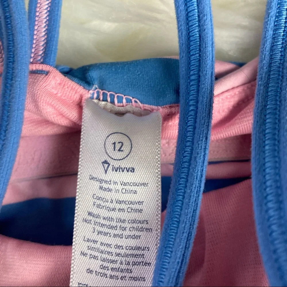 Ivivva Bundle Of 2 Athletic Tank Tops Girl Blue Pink Size 12